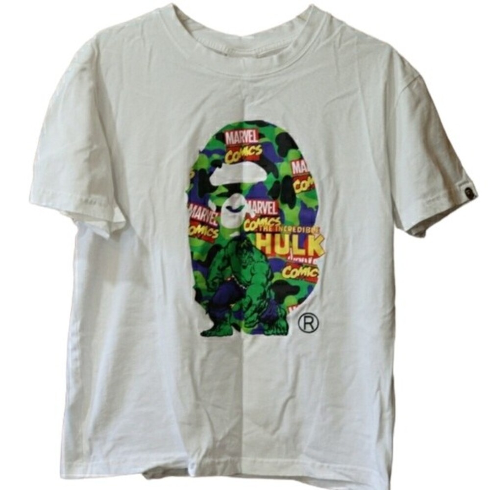 BAPE Marvel Comic White Hulk Tshirt Small